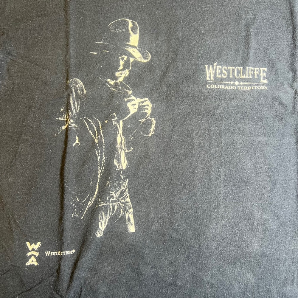 Vintage Fruit of the Loom Westcliffe Colorado Cowboy Tee XL Black‎ Made in USA
